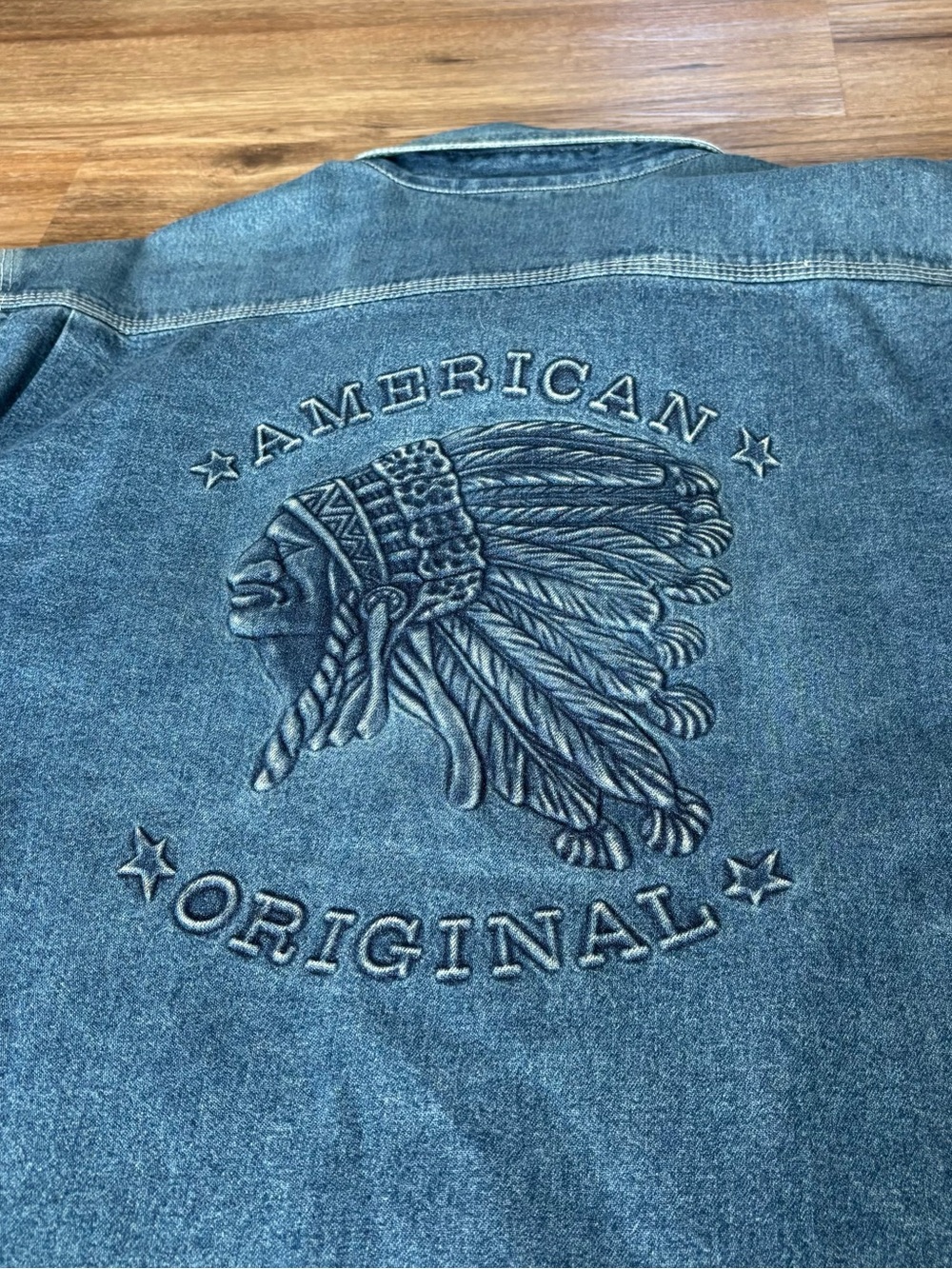 American Original embossed XL made in USA heavyweight jean shirt or jacket. - Picture 2 of 12